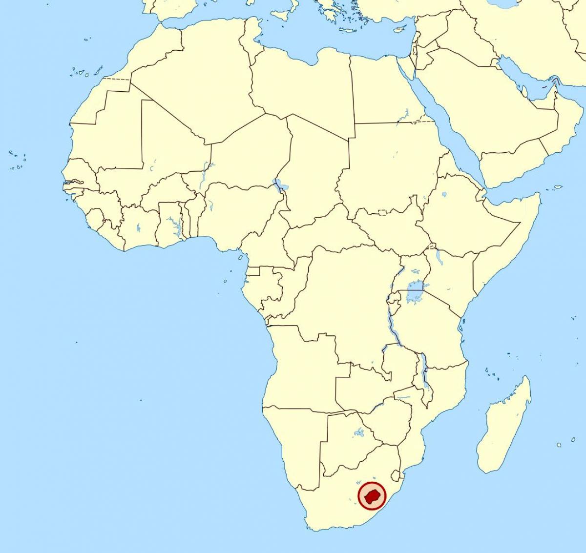 peta dari Lesotho pada dunia