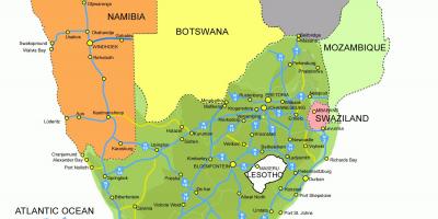 Peta dari Lesotho dan afrika selatan