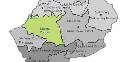 Peta dari Lesotho menunjukkan kabupaten