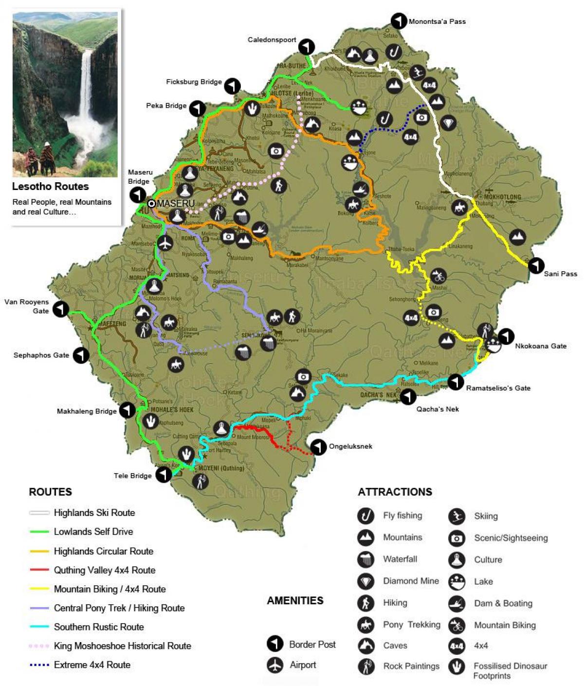 peta dari Lesotho wisata