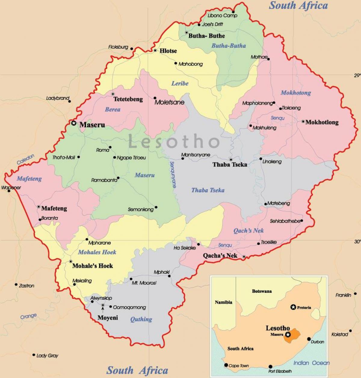 peta dari Lesotho