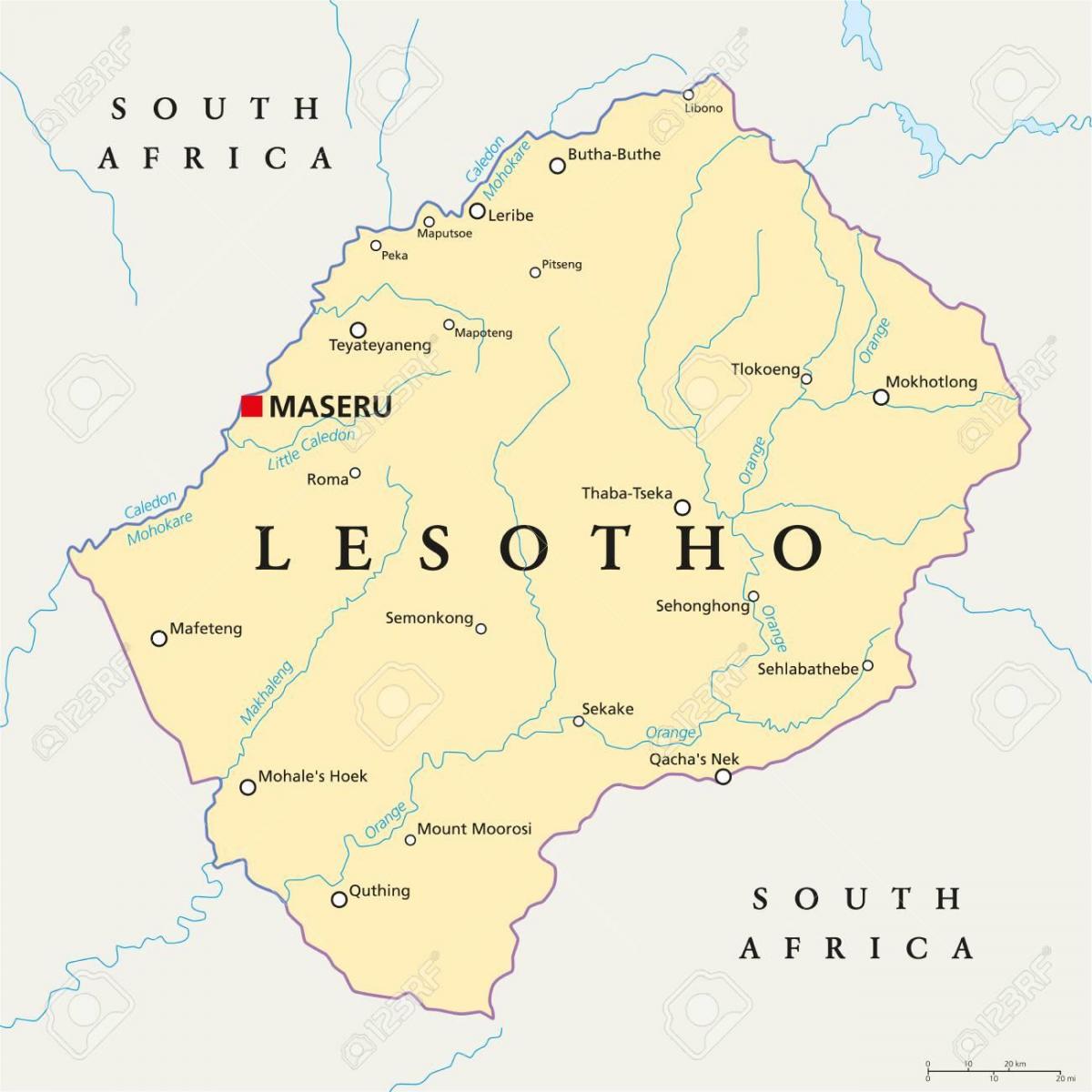 peta dari Lesotho, maseru